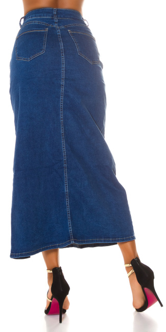Musthave denim-spijkerstof rok met split blauw